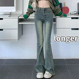 Flare Jeans Women Skinny High Waist Aesthetic Y2k Clothes Denim Trousers Vintage Washed Retro Mopping Korean Fashion Street New
