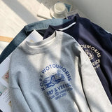 Retro Printed Round Neck Sweatshirt Long Sleeved T Shirt Men and Women New Fashion Casual Loose All Match Pullover Oversized Top