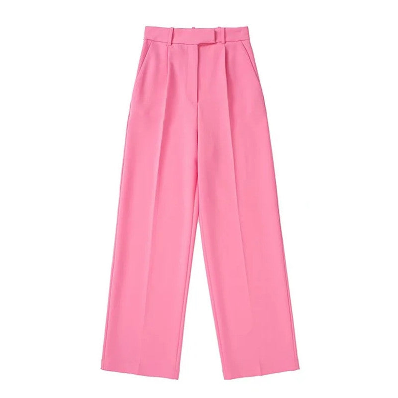 woloong New Pink Pants Women High Waist Wide Leg Trousers Woman Casual Baggy Pant Suits Spring Streetwear Wide Pants