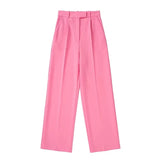 woloong New Pink Pants Women High Waist Wide Leg Trousers Woman Casual Baggy Pant Suits Spring Streetwear Wide Pants