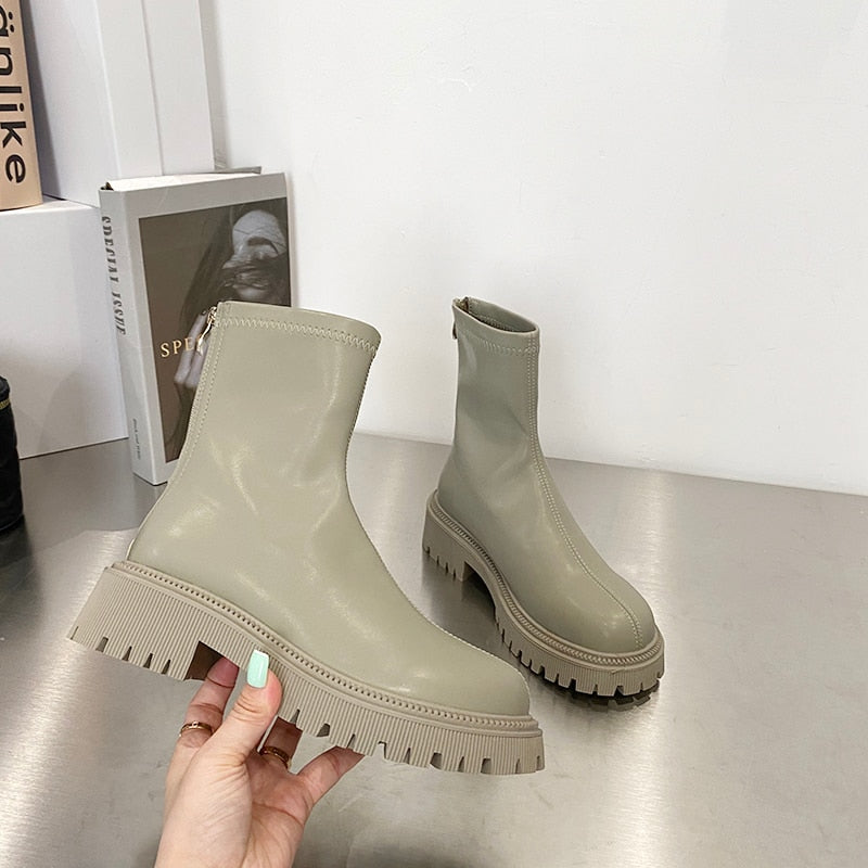 woloong Ankle Chelsea Boots New Winter Mid Heels Platform Women Botas Snow Warm Designer Motorcycle Boots Gladiator Oxford Zapatos