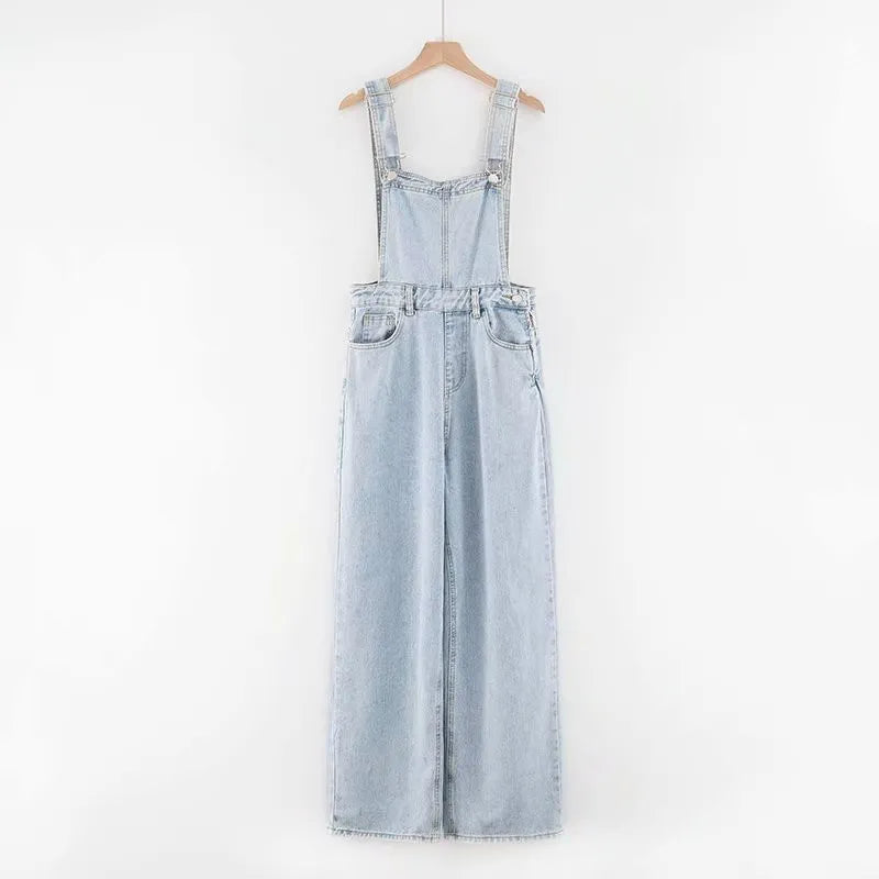 Vintage Denim Overalls for Women Baggy Jeans Spring Summer Casual Jumpsuits High Waist Straight Trousers Cargo Pants Female