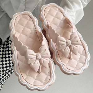 Cute Bowknot Women's Slippers  New Summer Indoor and Outdoor Flip Flops Beach Smooth Ladder Home Non-slip EVA Slippers
