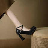 Spring and Autumn Fashion New Buckle Comfortable Solid Color Square Toe Sexy Banquet Women's High Heels Zapatos