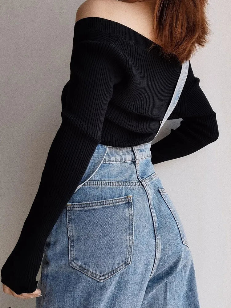 Vintage Denim Overalls for Women Baggy Jeans Spring Summer Casual Jumpsuits High Waist Straight Trousers Cargo Pants Female