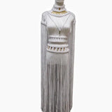 Tassel Hand Crochet Knitted Women Bikini Cover Ups  Summer Holiday Beach Bathing Suit Sexy Hollow Out Skirts Matching Set