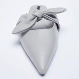 woloong  Summer Sandals Women New Fashion Beige Flat Shoes Pointed Sexy Bow Outer Wear Plus Size 41 Lazy Slippers Luxury Brand