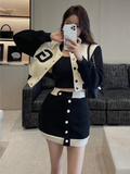 New Casual 2 Piece Set Women Loose Hoodie Vintage Baseball Jacket High Waist Mini Skirts Two Piece Suits