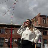 Love Embroidery Women's Knitting Sweaters Sweet Chic Long Sleeved O-neck Pullovers  New Female Casual Fashion Sweater