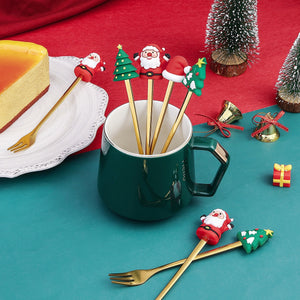 4pcs Cutlery Spoon Fork Coffee Dessert Christmas Gift Box Elk Santa Claus Christmas Decoration Ornaments Xmas Noel New Year