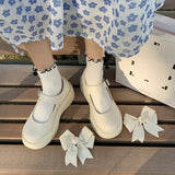 woloong  New Spring and Summer Women Mary Jane Shoes Sponge Cake Bottom Japanese Bowtie Student All-match Sweet Design Pumps