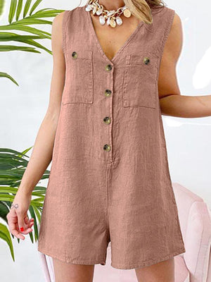 goosudu  Stylish Women V Neck Sleeveless Rompers Summer Jumpsuits Short Playsuits Casual Solid Loose Beach Overalls Oversized