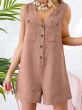 goosudu  Stylish Women V Neck Sleeveless Rompers Summer Jumpsuits Short Playsuits Casual Solid Loose Beach Overalls Oversized
