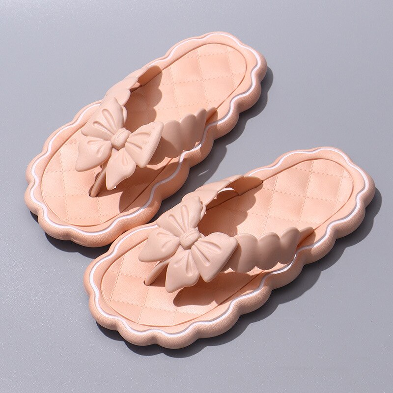Cute Bowknot Women's Slippers  New Summer Indoor and Outdoor Flip Flops Beach Smooth Ladder Home Non-slip EVA Slippers