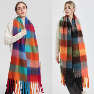 Thick Warm Winter Scarf  New Women Plaid Design Pashmina Shawls Cashmere Shawl Lady Wrap Tassel Scarves Knitted Men Foulard