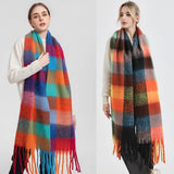 Thick Warm Winter Scarf  New Women Plaid Design Pashmina Shawls Cashmere Shawl Lady Wrap Tassel Scarves Knitted Men Foulard
