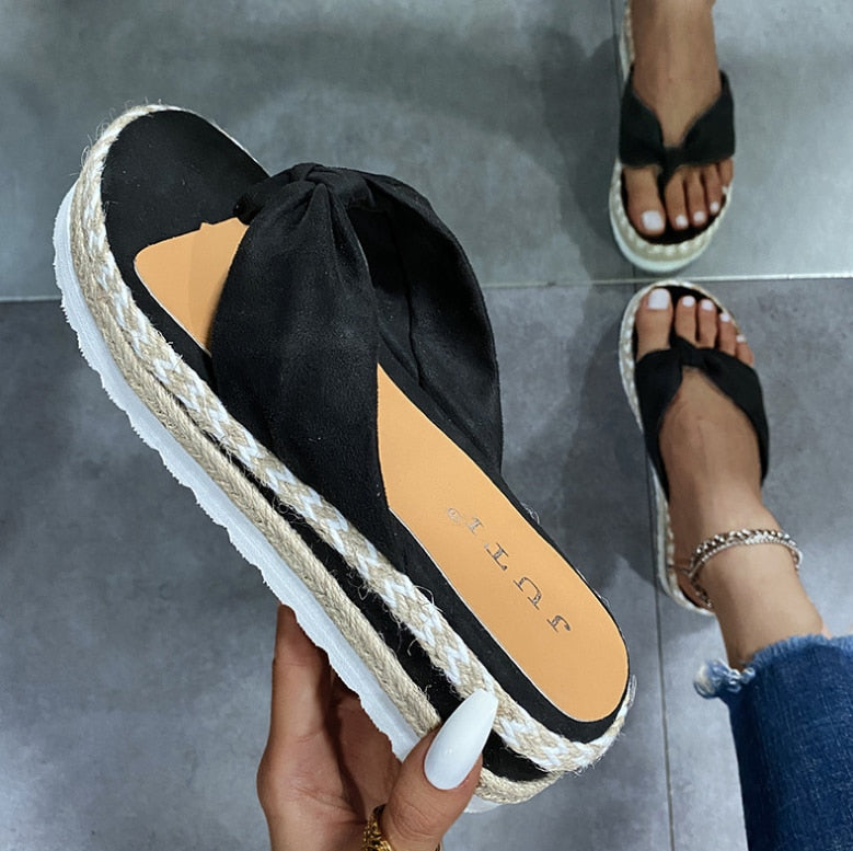 New Womens Slipper Fish Mouth Thick Bottom Casual Wedges Sandals Stylish Comfortable Flat Mules Plus Size Zapatilla Mujer
