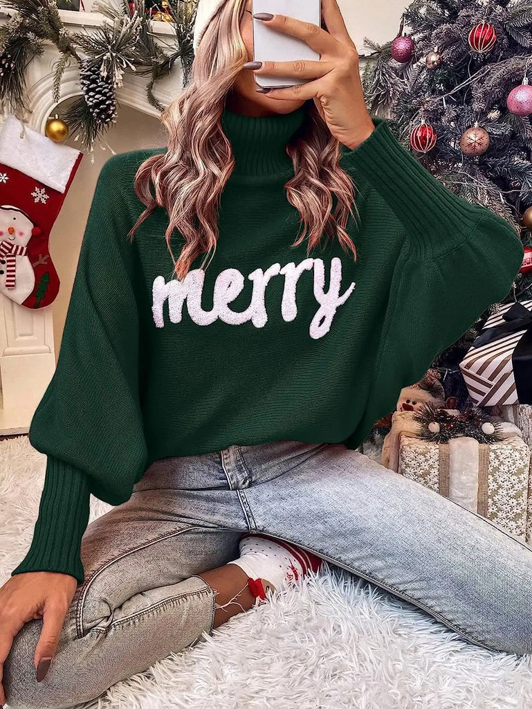 Knitted Women Turtleneck Sweater Loose Pullover Female Jumper Elegant Winter Warm Autumn New Year Trendy Christmas Sweater New Year