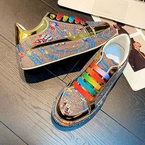 New Spring Women Sneakers Fashion rhinestones Thick Sole Sports Shoes for Youth School Shoes Crystal Silver Platform Sneakers