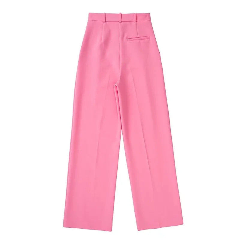 goosudu New Pink Pants Women High Waist Wide Leg Trousers Woman Casual Baggy Pant Suits Spring Streetwear Wide Pants