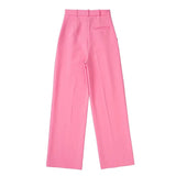 woloong New Pink Pants Women High Waist Wide Leg Trousers Woman Casual Baggy Pant Suits Spring Streetwear Wide Pants