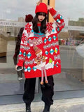Women's Sweater  Winter New Christmas Long Sleeve O Neck Knitted Sweaters Tpos Korean Fashion Casual Loose Sweater Pullovers New Year