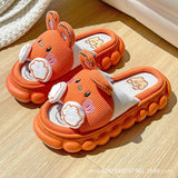 woloong  Four Season Home Non Slip Thick Sole Mute Hemp Cotton Women Slippers Cute Cartoon Shape Men Indoor Shoes New Arrival