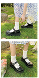 woloong  New Spring and Summer Women Mary Jane Shoes Sponge Cake Bottom Japanese Bowtie Student All-match Sweet Design Pumps