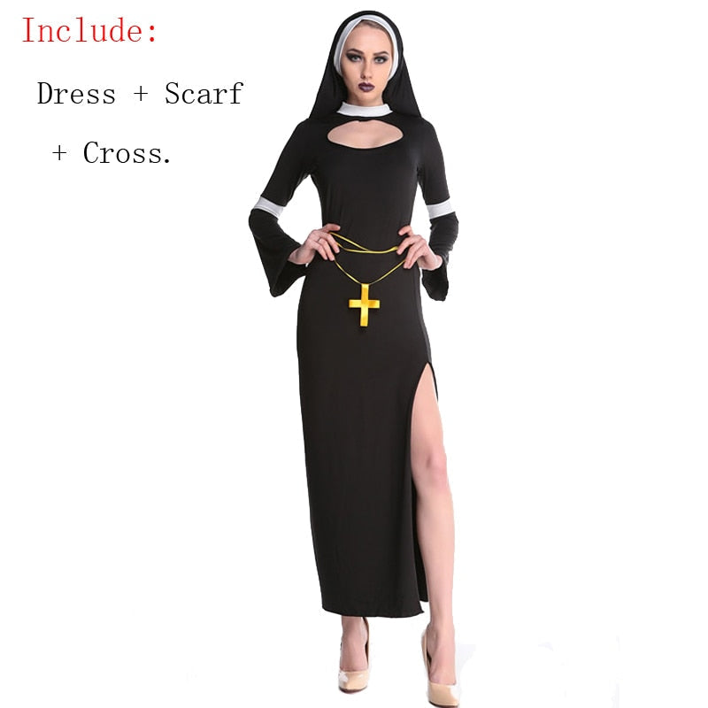goosudu  NEW Carnival Halloween Lady Religious Nun Habit Costume Convent Choir Superior Roleplay Cosplay Fancy Party Dress