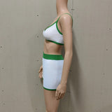 Summer Contrast Knit Outfits Halter Top And Short Trousers Sets Female Beach Holiday Sexy Casual Tracksuit Y2k Women Sets