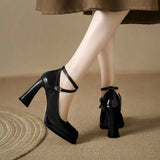 Spring and Autumn Fashion New Buckle Comfortable Solid Color Square Toe Sexy Banquet Women's High Heels Zapatos