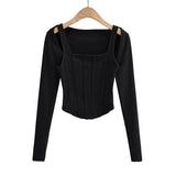 Women Striped Stitching Slim T-shirt Female 2 In 1 Shrug Set Co-ord Crop Shrug And Corset Tank Tops Set Y2k Streetwear New