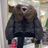 European Version Winter New Light Luxury All-match Big Fur Collar Loose Women's Long-Sleeved Bread Korean Version Down Jack