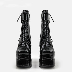 goosudu  Platform Ankle Boots For Women Lace Up Brand New Chunky Heel Fashion Sexy High Quality Shoes Buckle Autumn Popular New