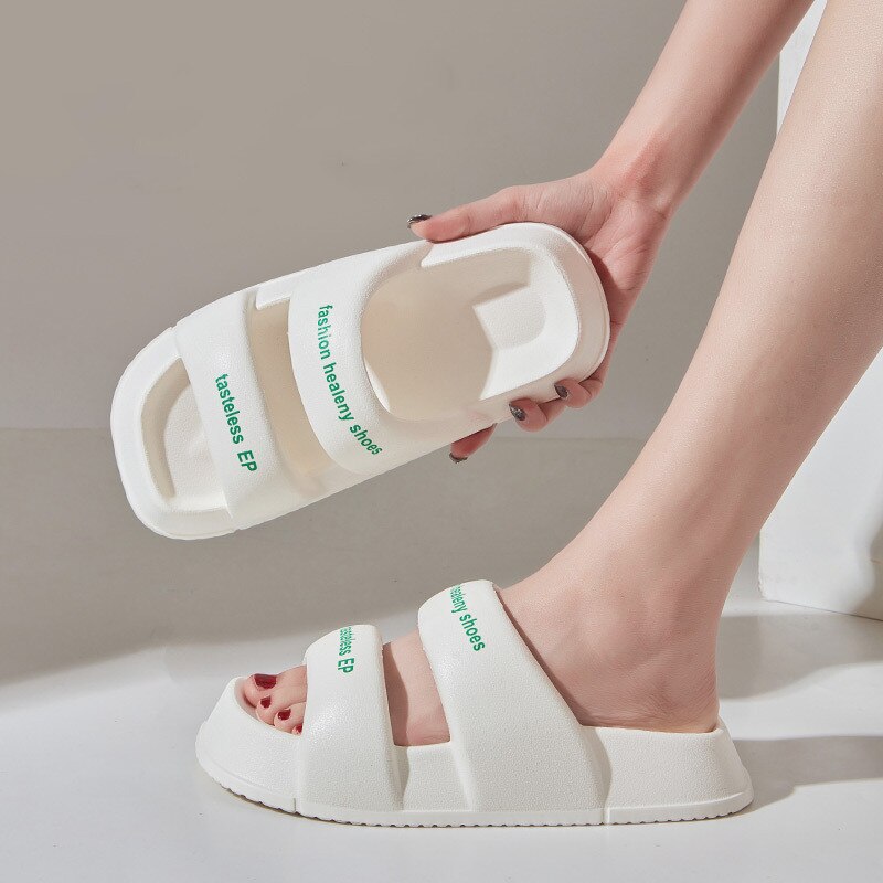 New Summer Versatile Thick Sole Women's Sandals and Slippers EVA Casual Home Indoor Comfortable Soft Sole Couple Slippers