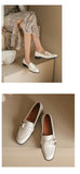 woloong   Spring New Genuine Leather Women Shoes Fashion Retro Slip-On Loafers Shoes Square Toe Shoes Woman Zapatos De Mujer Flats