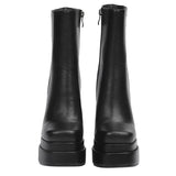woloong New Ankle Boots Women Quality Platform Boots Female Fashion Short Boot Black Chunky High Heel Women Shoes Big Size 41
