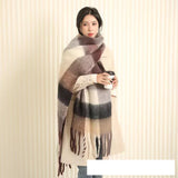 Thick Warm Winter Scarf  New Women Plaid Design Pashmina Shawls Cashmere Shawl Lady Wrap Tassel Scarves Knitted Men Foulard