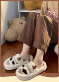 woloong New Design Women Winter House Furry Slippers Couple Fluffy Fur Home Slides Flat Indoor Floor Shoes Ladies Cute Flip Flops