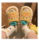 woloong  Four Season Home Non Slip Thick Sole Mute Hemp Cotton Women Slippers Cute Cartoon Shape Men Indoor Shoes New Arrival