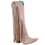 woloong  New Arrival Cowboy Western Long knee-high Boots Women Stacked Heeled Fringe Retro Casual Ridding Boots Autumn Shoes