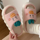 woloong  Four Season Home Non Slip Thick Sole Mute Hemp Cotton Women Slippers Cute Cartoon Shape Men Indoor Shoes New Arrival