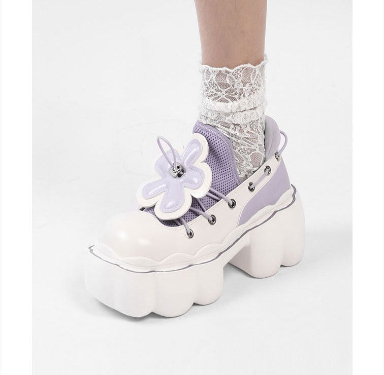woloong Womens Lolita Flowers Bowknot Gothic Punk Shoes Creepers Pumps Japanese Harajuku Platform Girls Round Toe New