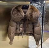 European Version Winter New Light Luxury All-match Big Fur Collar Loose Women's Long-Sleeved Bread Korean Version Down Jack