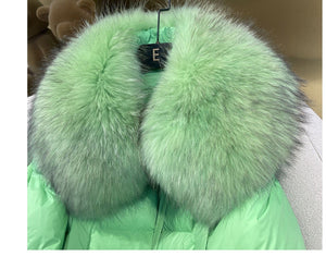 European Version Winter New Light Luxury All-match Big Fur Collar Loose Women's Long-Sleeved Bread Korean Version Down Jack