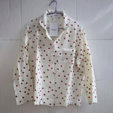 goosudu Cotton Pajamas Set Comfortable Long Sleeve Lovely Sweet Leisurewear Home Suit Spring Sleepwear Soft Korean Heart Print Kawaii