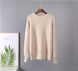 Hirsionsan Soft Warm Knitted Cashmere Sweaters Women  New Winter Loose Solid Female Pullovers Basic Knitwear Jumper  12color