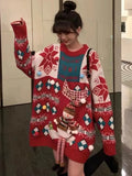 Women's Sweater  Winter New Christmas Long Sleeve O Neck Knitted Sweaters Tpos Korean Fashion Casual Loose Sweater Pullovers New Year