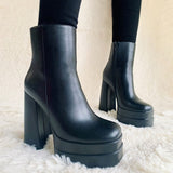 woloong New Ankle Boots Women Quality Platform Boots Female Fashion Short Boot Black Chunky High Heel Women Shoes Big Size 41