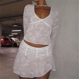 Women Lace Trim 2 Piece Skirt Set Sexy See Through Sleeveless Crop Tops Bodycon Skirt Outfits Summer Skirt Suit